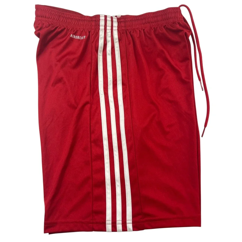 Adidas Kids Red Soccer Shorts Primegreen AEROREADY Drawstring‎ Size S Activewear